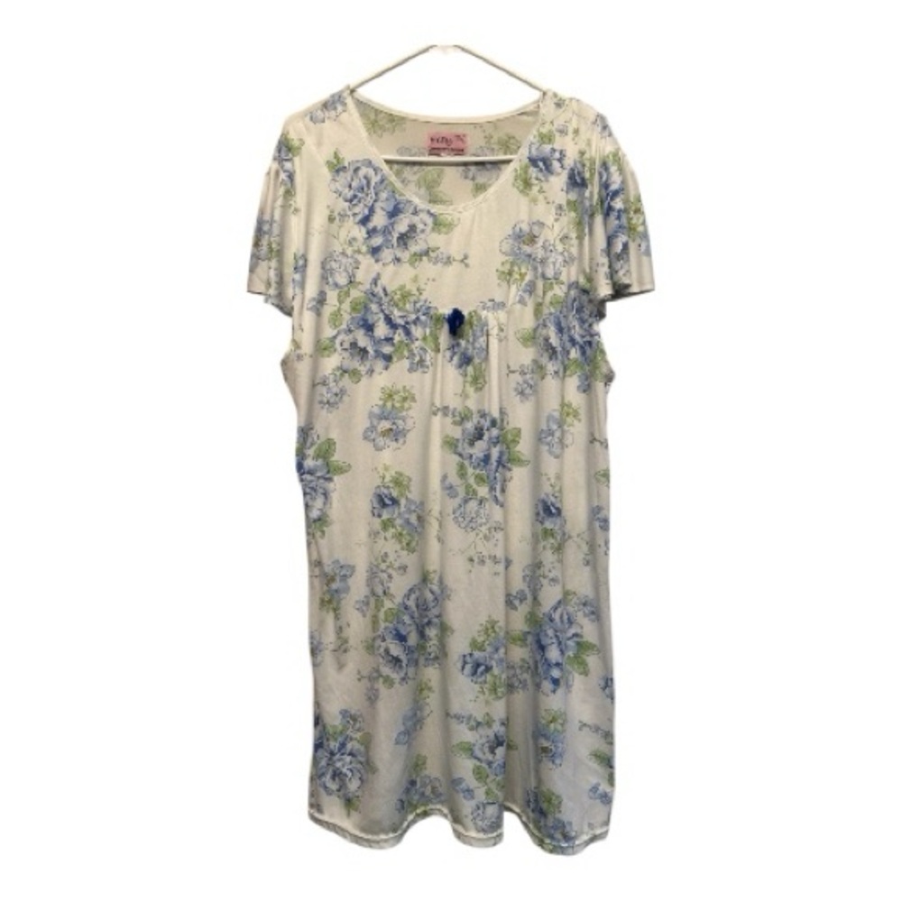 Betsy TW Floral Blue and White Women's Nightgown M/L